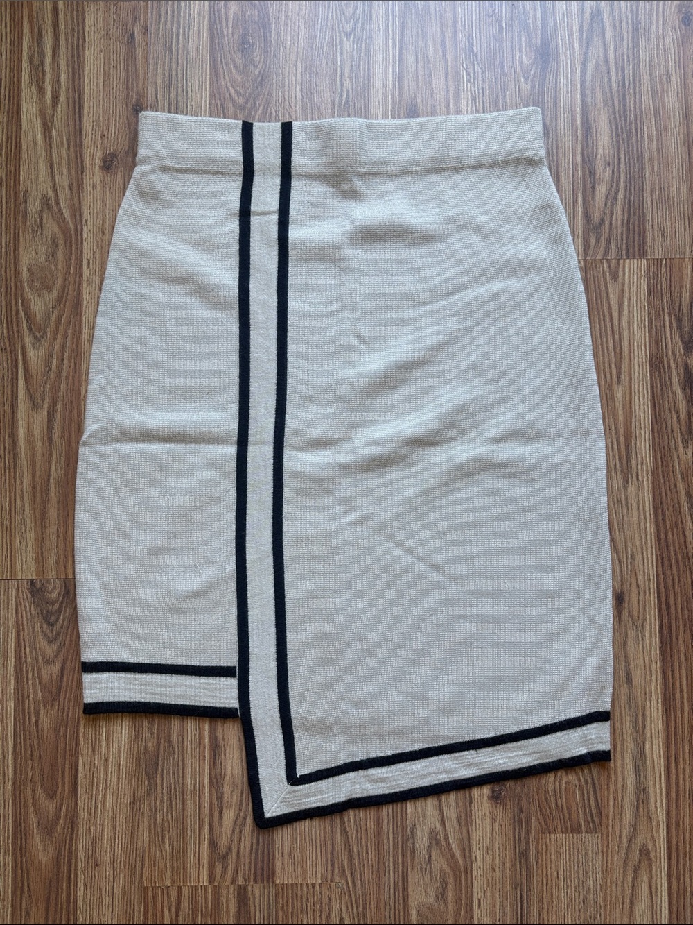 J.Crew Collection Knit Asymmetric Pencil Skirt with Navy Trim